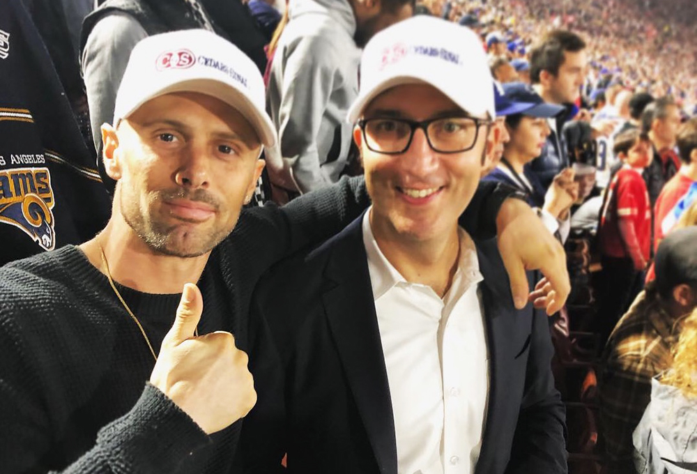 Caleb Hinson and Dr. Noah Merin together at a recent Rams game.