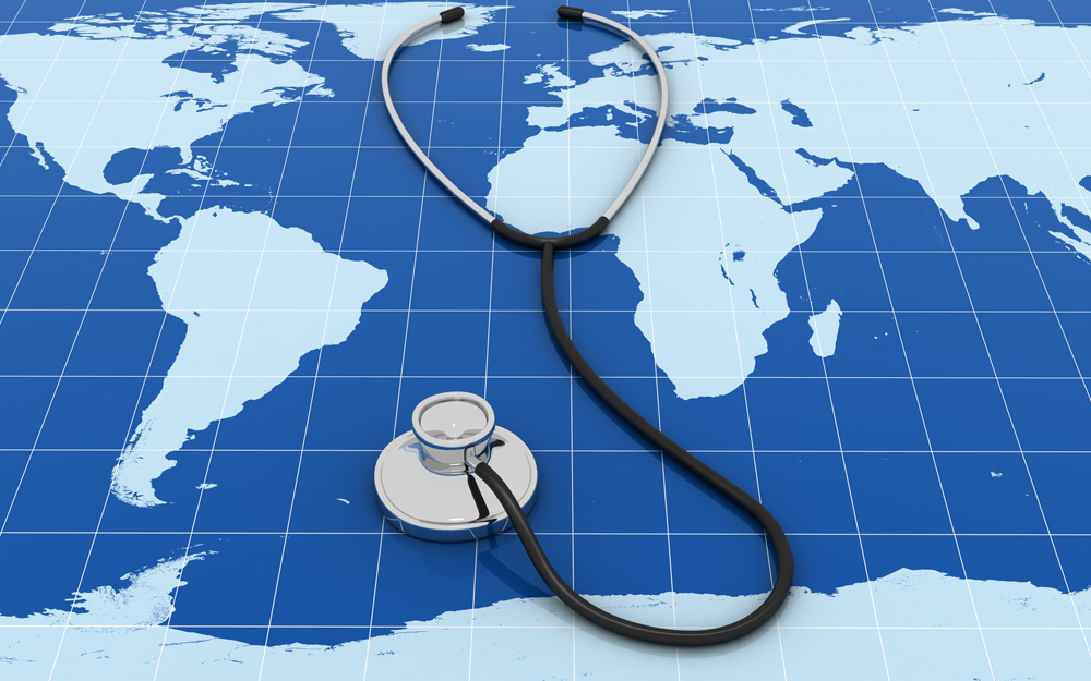 Stethoscope on top of a map