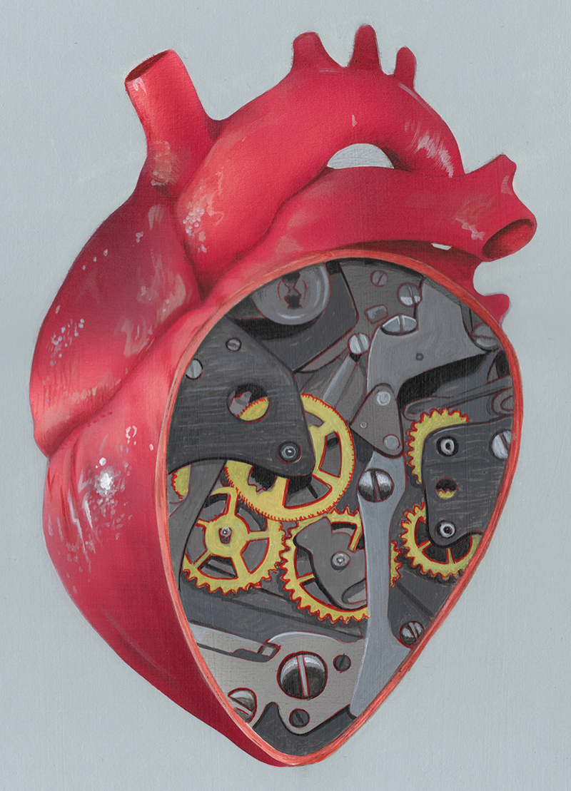 Illustration of a mechanical heart.